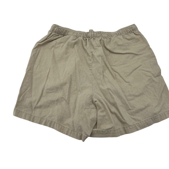 Eddie Bauer Women's Linen Blend Elastic Waist Khaki y2k Drawstring Shorts Sz 12 - Picture 5 of 5